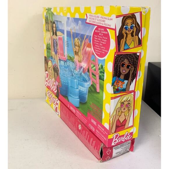 Barbie Glam Pool & Slide with Chairs, Chandelier & Smoothie with Barbie Doll - Picture 3 of 5